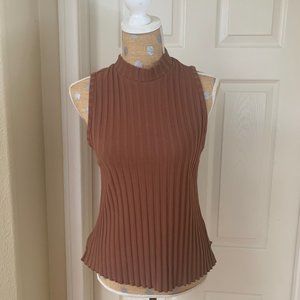 Mock Neck Ribbed Tank Top | Brown |  size M | A New Day
